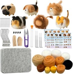 Truslin Needle Felting Kit, Craft Kits for Adults UK, Punch Needle Kit with Felting Supplies, Felting Needles, Felting Wool and Felting Tools, Christmas Crafts for Adults, Faceless Animals 6pcs