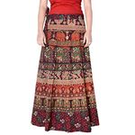 Sttoffa Indian Mandala Block Print Cotton Peasant Boho Gypsy Summer Skirts Size 8XL Brown 36 Length Skirt D2