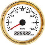 ELING 85mm GPS Speedometer Odometer 0-160KM/H Speed Gauge for Auto Boats with Red Backlight (0-160KM/H, white+gold)