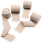 4 Rolls Nude Handmade Fringe Chiffon Silk Ribbon 1.5" x 5 Yd (4 Rolls 20 Yards) for Wedding Invitations,Bridal Bouquets,Gift Wrapping,DIY Crafts. (1.5 inch, Nude)