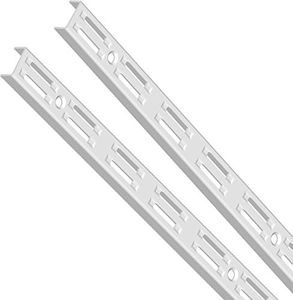 Element System Riel de Pared de 2 Filas, 2 Unidades, 4 Dimensiones, 3 Colores, Largo 200 cm para Sistema de estantería, Soporte de Pared, Color Blanco 10001-00028