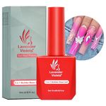 Lavender Violets Clear 5 in 1 Builder Base Gel,Press On Nails Glue 15ml Strengthening Hard Strong Nails Tips & Extensions UV LED Soak Off Nail Art Decorate Manicure Pedicure Larger Content A104