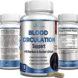 Blood Circulation Supplement - with Hawthorn, Butchers Broom, Horse Chestnut, Arginine, Diosmin, Varicose Veins Treatment for Legs, Circulation and Vein Support, Blood Flow Supplement. 90 Capsules