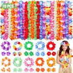 70 PCs Hawaiian Flower Leis for Luau Party Favors Fun Little toys Hawaiian Luau Decorations Tropical themed Party Favors