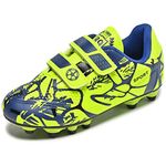 Football Boots Size 1 Kids FG/AG Soccer Cleats Professional Shoes Boys and Girls Unisex Velcro Football Shoes Blue Green