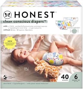 The Honest Company Clean Conscious Diapers | Plant-Based, Sustainable | Limited Edition Prints | Club Box, Size 6 (35+ lbs), 40 Count