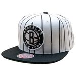 Mitchell & Ness Men's Retro Pinstripe Snapback Cap, Brooklyn Nets White, One Size