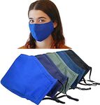 Xchime Cloth Face Mask,Made in USA,Washable Reusable,breathable with Adjustable Ear Loops, Nose Wire and Filter Pocket, 3-layer Cotton fabrics, for teen girls, boys, men or women 5-Pack