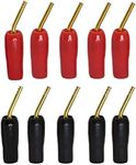 CERRXIAN Gold Plated 2mm Banana Plug Screw Type Audio Speaker Cable Connector Adapter(Black & Red,10-Pack)