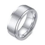 Epinki Calm Rings for Anxiety, 8MM Men Stainless Steel Silver Spinner Ring Brushed Ring Fidget Size V 1/2