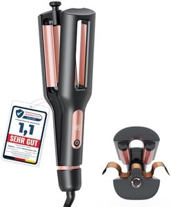 22/25/32/38mm Einstellbar Welleneisen für Haare - 4 In 1 Beach Waves Lockenstab, 3 Fässer Lockeneisen mit Anzeige, Verbrennungsschutz, Schnelle Heizung, 4 Temperaturen(140-210°C), Rose Gold