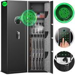 Luzfuego 8-12 Gun Safe, Biometric Rifle Safe, 57" Heavy Duty Long Gun Cabinet for Rifles and Shotguns, Quick Access Gun Safe for Home Rifles and Pistols with Backlit Touch Keypad, Dual Alarm System