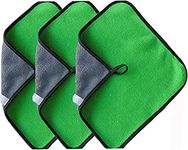 Auto Hub Heavy Microfiber Cloth for Car Cleaning and Detailing, Double Sided, Extra Thick Plush Microfiber Towel Lint-Free, 800 GSM (Size 40cm x 40cm)/Pack of 3, Color: Green