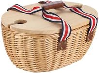 JLKIMZVO Wicker Picnic Baskets Set with Country Style Insulated Cooler Bag with Cutlery Service Kits with Wooden Lids & Woven Handles for Camping, Outdoor, Christmas,Party,Thanksgiving, Wedding Gifts