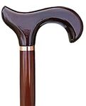 Gents Wooden Derby Cane with Collar Walking Stick in Dark Brown Wood Stain 94cm (37") Height