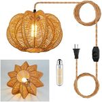 tebio Plug in Pendant Light Rattan 