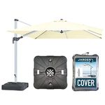 Jarder 9m² Large Parasol With Parasol Base and Protective Cover Bundle | Aluminium | Garden, Patio, Event, Wedding