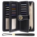 SENDEFN Wallets for Women Leather Credit Card Holder with RFID Blocking Large Capacity Wristlet