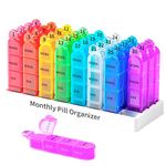 Zoksi Monthly Pill Box Organiser 4 Times a Day, 30 Day Tablet Organiser, 28 Day Dosset Box,One Month Medicine Storage Box with 31 Portable Compartments for Fish Oils, Vitamins or Supplements