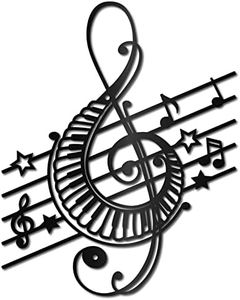 CREATCABIN Notes Musique Décoration Murale Métal Décoration Notes Musique Signe Noir Sculpture Suspendre pour Bureau Domicile Chambre Salon Jardin Intérieur Extérieur Décoration Noël Cadeaux 30x24cm