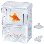 Aquarium Double Layer Breeding Box for Fish, 13.5 * 10.5 * 7cm Acrylic Fish Isolation Box, Baby Fish Hatchery, Fry Breeder Box for Guppy, Tropical Fish Incubator Tank Divider with Suction Cups