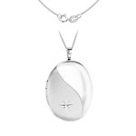 Tuscany Silver Women's Sterling Silver Diamond Cut Etched Wave Satin Polished Oval Locket on Curb Chain 46cm/18"