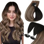 Sunny Hair U Tip Hair Extensions Human Hair Invisible Keratin Hair Extensions Straight Hair Extensions for Women 50G Black to Brown and Blonde 22inch