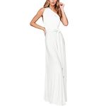 Womens Convertible Multi Way Wrap Transformer Infinity Solid Cocktail Off Shoulder Bridesmaid Evening Long Maxi Dress White S