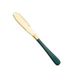 Potency Stainless Steel Butter Knife Spreader with Holes in Blade for Cold Butter, Multifunctional Serrated Edge 3 in 1 Curler Slicer Spreader for Cheese Jam, 8 Inch - Green