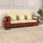 NATRAJ ART & CRAFT Wooden Sofa Set For Living Room And Office Three Seater (3-Person Sofa, Natural Teak Finish)