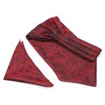 Axlon Men's Polyester Ascot Micro Jacquard Woven Gift Cravat Tie And Formal Pocket Square Set (Dark Red), Free Size