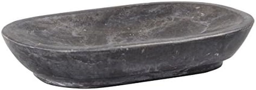 Creative Home Natural Charcoal Marble Curvy Collection Bar Soap Dish Soap Tray Holder Bathroom Small Accessory Tray Organizer, 5.8" x 3.8" x 0.9" H