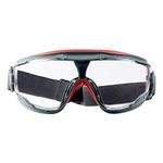 3M Anti-Fog Safety Goggle 47212H1-VDC, Grey & Red Frame, Clear Lens, with Scotchgard Anti-fog Coating