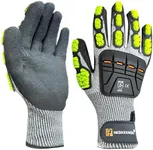 SMONT Tough Anti-Vibration Gloves for Men Women - ISO 10819 Certified Gray-Green Work Safety Gloves with Palm Grip - For Construction, Logistics, Manufacturing Professionals XL