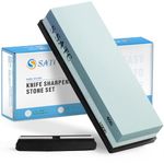 SATC Dual-Grit Sharpening Stone for Kitchen Knives 400 1000 Grit Whetstone Kitchen Knife Sharpening Stone Wet Stone Kitchen Knife Sharpener with a Holder and Guided Angle