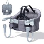 Orzbow Hook-on Seats,Portable Hook on High Chair with 5-Point Safety Harness,Shoulder Strap Mats and Removable Seat Cushion,Stable Clip on Baby Chair for Home and Restaurant (Grey)