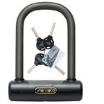 Via Velo Heavy-Duty Pro Mini Bike U Lock - 20CrMnTi Steel Anti-Theft Lock with Keys and Sold Secure Diamomd Approval for Scooter Electric Folding Bikes Electric Scooters