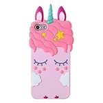 iPhone 5 / 5s / 5C / SE (2016)-4.0“ Pink Unicorn Case Soft Silicone 3D Cartoon Animal Cover,Kids Girls Bling Glitter Rubber Kawaii Character Skin Shell (Pink Unicorn, iPhone SE,5,5s)