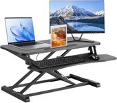 PrimeCables 31.5-inch Standing Desk Converter, Height Adjustable Standing Station Desk Riser with Removable Keyboard Tray, Monitor Arm Hole & Notebook Slot for Office Home Desk Workstations