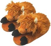 Openhahaha Funny Animal Slippers for Women, Cartoon Cute Fluffy Animal Slippers Cotton Soft Memory Foam Indoor Slippers,Birthday Gifts for Women, Highland Cow, One Size Women/One Size Men