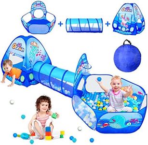 PigPigPen 3 in 1 Kids Play Tent with Tunnel, Ball Pit, Basketball Hoop for Boys & Girls, Toddler Pop Up Playhouse Toy Baby Indoor/Outdoor, Gift Year Old Child (3 Tent)