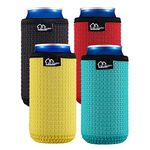 WK IEASON 16oz Standard Can Sleeves Insulators Neoprene Standard Can Covers Coolers Holder Non-Slip Neoprene Can Coolie (16OZ, Black/Red/Yellow/Blue)