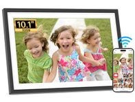Frameo WiFi Digital Photo Frame 10.1 Inch Black White - 1280x800 HD IPS Touch Screen Picture Frame Electronic, 32GB Memory, Auto Rotate, Wall Mountable, PictureFrame for Sharing Photos and Videos