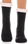 EBMORE Women Slipper Fuzzy Socks Fluffy Cozy Cabin Warm Winter Soft Thick Comfy Fleece Christmas Anti Slip Home Stocking Stuffer(Black)