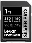 Lexar 1TB Professional Silver PRO SDXC Memory Card, UHS-II, C10, U3, V60, Full-HD & 4K Video, Up to 280MB/s Read, For Professional Photographer, Videographer, Enthusiast (LSDSIPR001T-BNNNG)