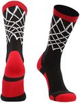 MadSportsStuff Crew Length Elite Basketball Socks with Net (Black/Red, Small)