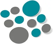 Turquoise/Grey Vinyl Wall Stickers - 2 & 4 inch Circles (30 Decals)