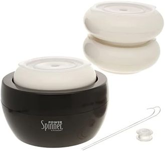 The Beadsmith Spin & String Power Spinner– Plastic Spinning Wheel with 3 Cups & 2 Needles –Requires 2 AA Batteries – Quickly & Efficiently String Seed Beads for Jewelry, Fringe and DIY Arts & Crafts