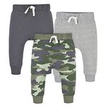 Gerber Baby Boys' Toddler 3-Pack Jogger Pants Sweatpants, Camo, 0-3 Months