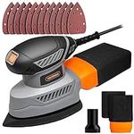 VonHaus Detail Sander - 130W Electric Sander for Wood with Dust Collector, 12PCS Sandpaper - 13000RPM Compact Palm Sander Ideal for Tight Space Sanding, Home Improvement - Ergonomic Design Hand Sander